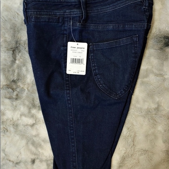 Free People | Dark Denim Raw Hem Biker Jean Shorts | Trendy Mom Bottoms | 26 NWT - Picture 8 of 10